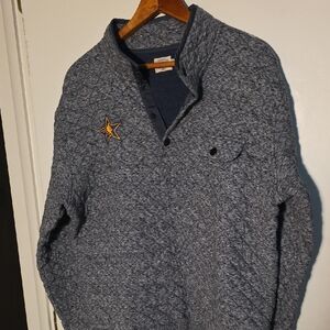 Faherty Medium Gray Button Up Sweater W NBA Logo Perfect Condition Unique!